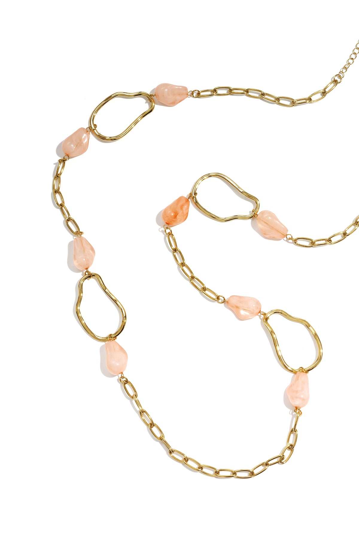 Long necklace with various beads and stones