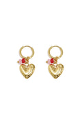Earrings with heart and beads