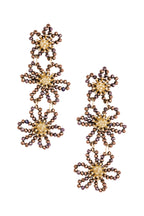 Flower party statement earrings - orange/purple