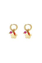 Earrings with hanging flower and beads