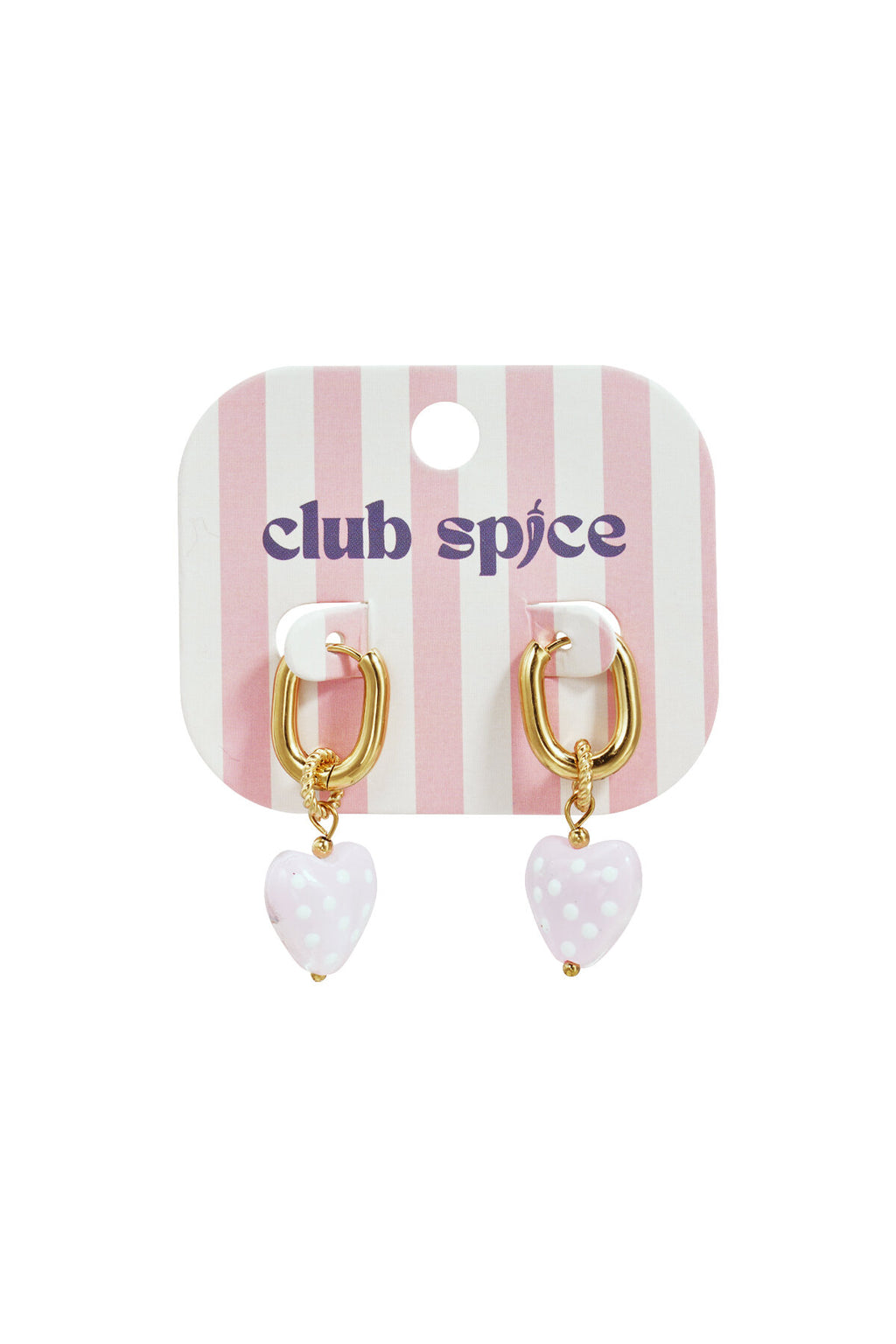 Earrings with dangling hearts with dots