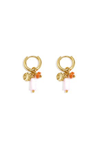 Earrings with beads and coin charm