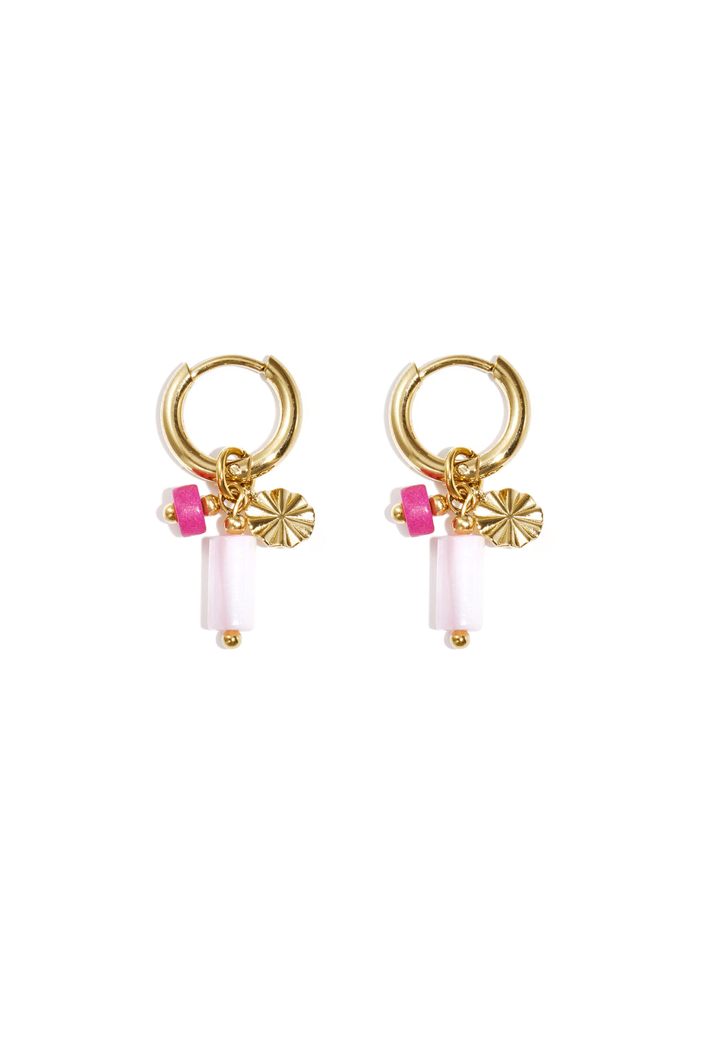 Earrings with beads and coin charm