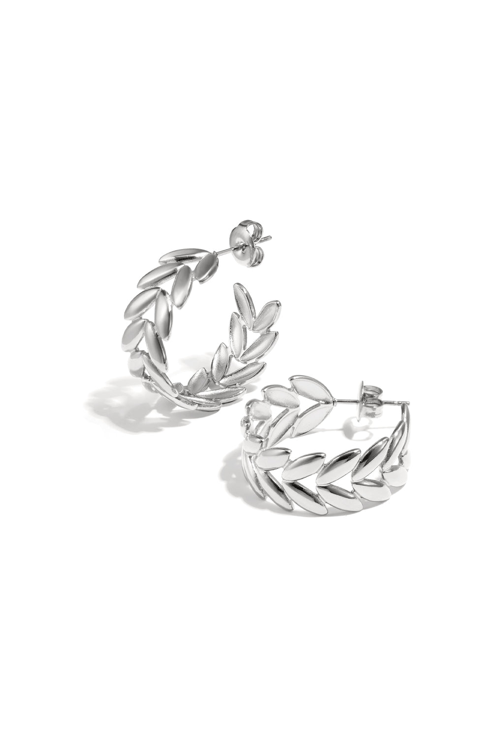 Stainless Steel Hoop Earrings leaf Casual Daily Simple Series Women's jewelry