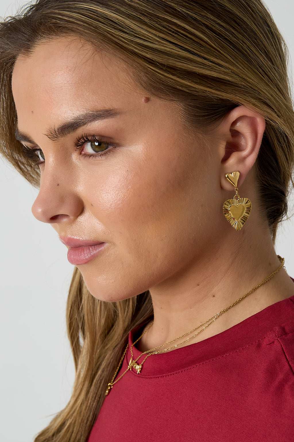 Stainless Steel Drop Earrings Heart Simple Daily Simple Series Women's jewelry