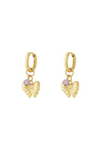 Earrings with hanging bow charm and bead