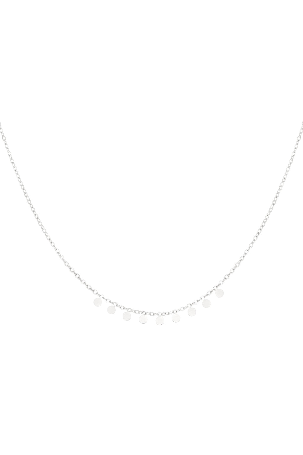 Simple necklace with round pendants - Silver Color color