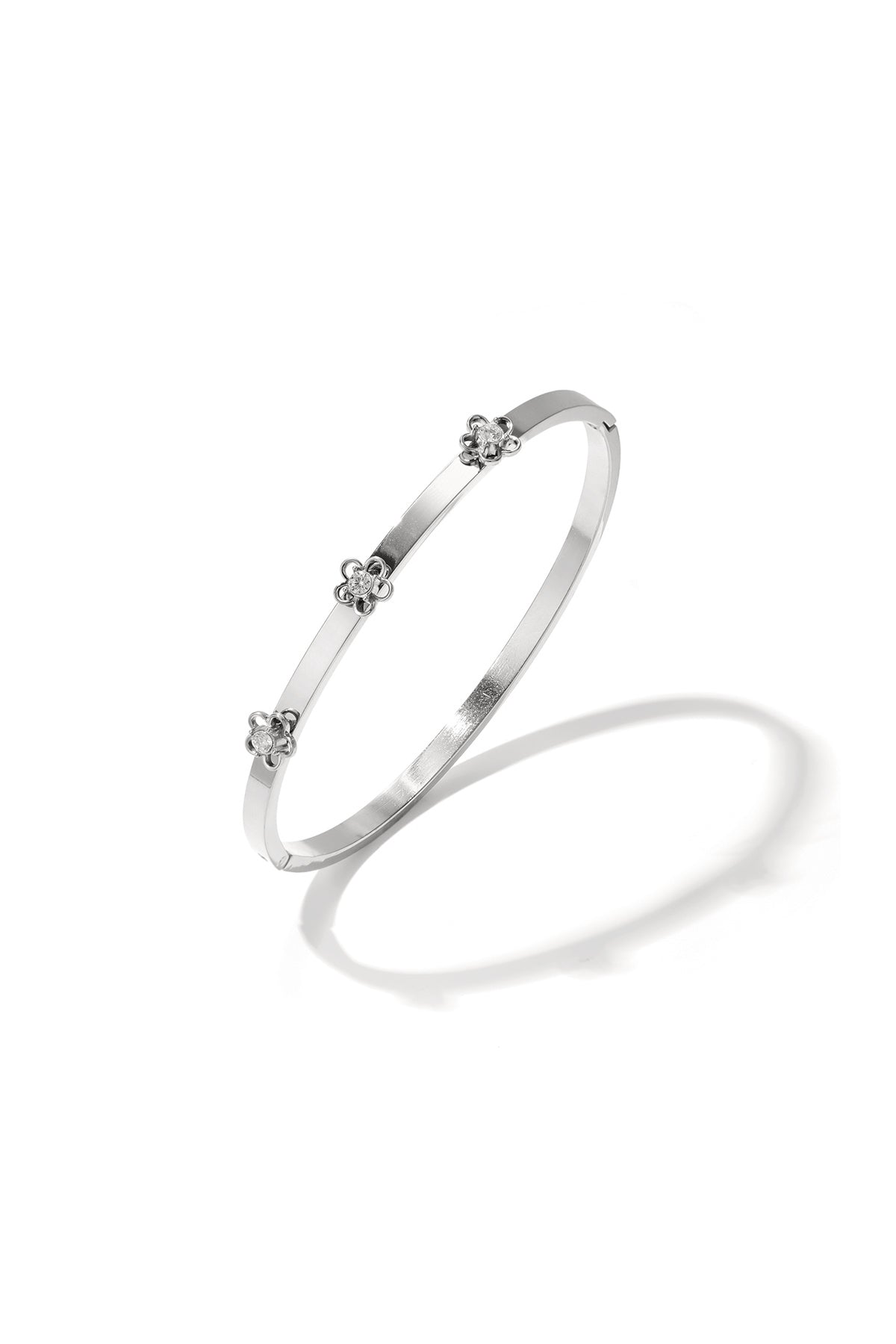 Bangle with floral detail and rhinestone