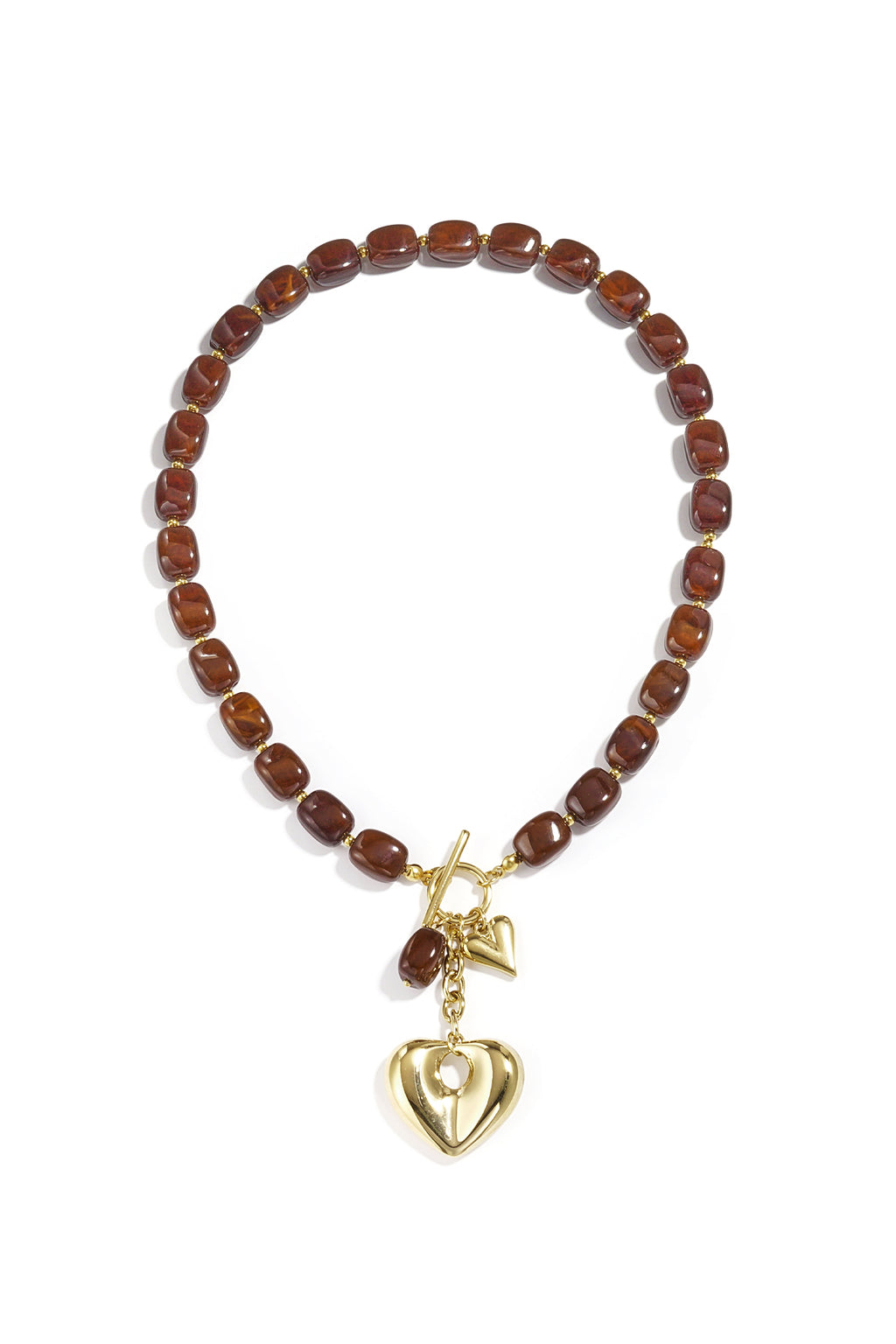 Squoval beaded necklace hanging heart