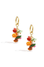 Small hoop earrings with dangling stones and beads