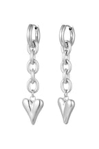 Earrings link & heart - Gold Color Stainless Steel