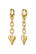Earrings link & heart - Gold Color Stainless Steel