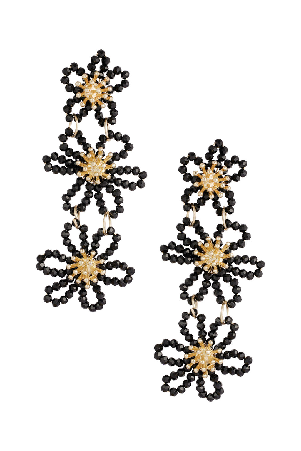 Flower party statement earrings - orange/purple