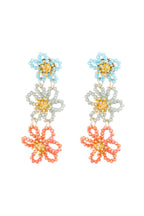 Flower party statement earrings - orange/purple