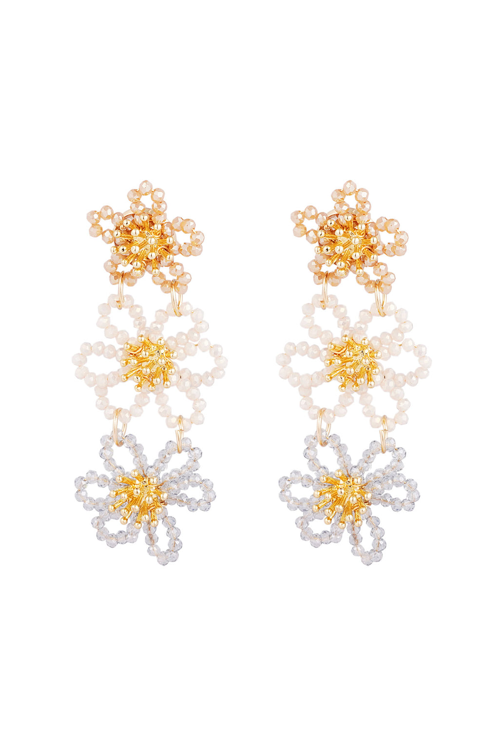 Flower party statement earrings - orange/purple