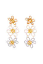 Flower party statement earrings - orange/purple