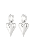 Earrings with heart pendants large - Silver Color color