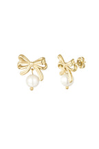 bow earrings with pearl