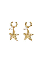 Earrings with starfish and pearl