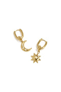 Squoval earrings with moon and star