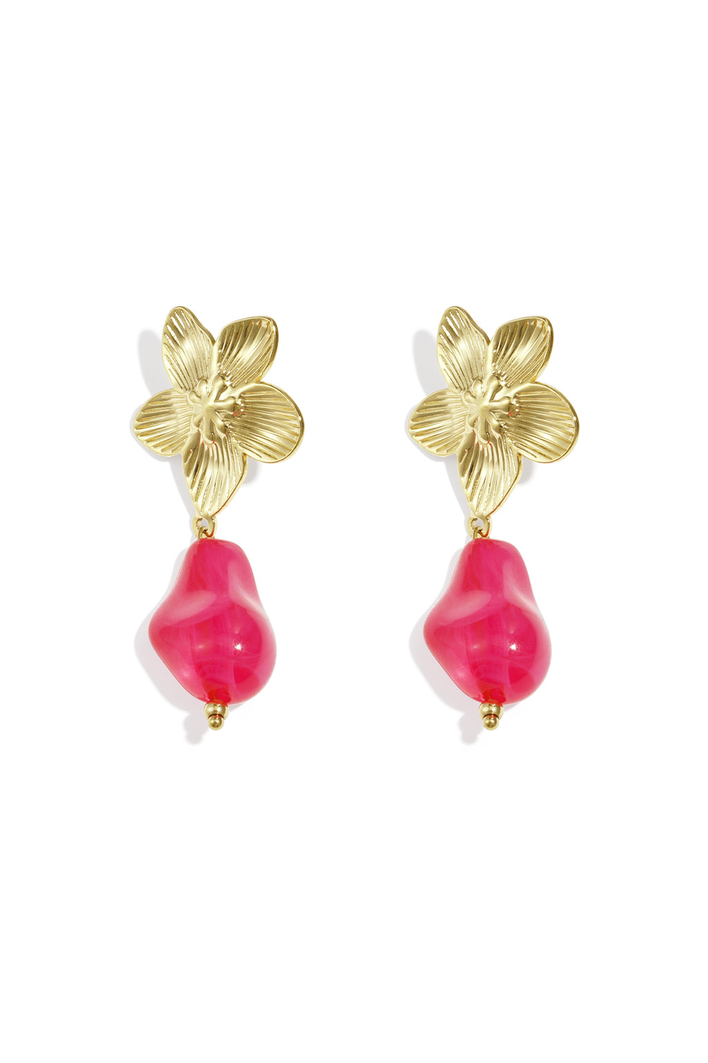 Flower earrings with organic bead