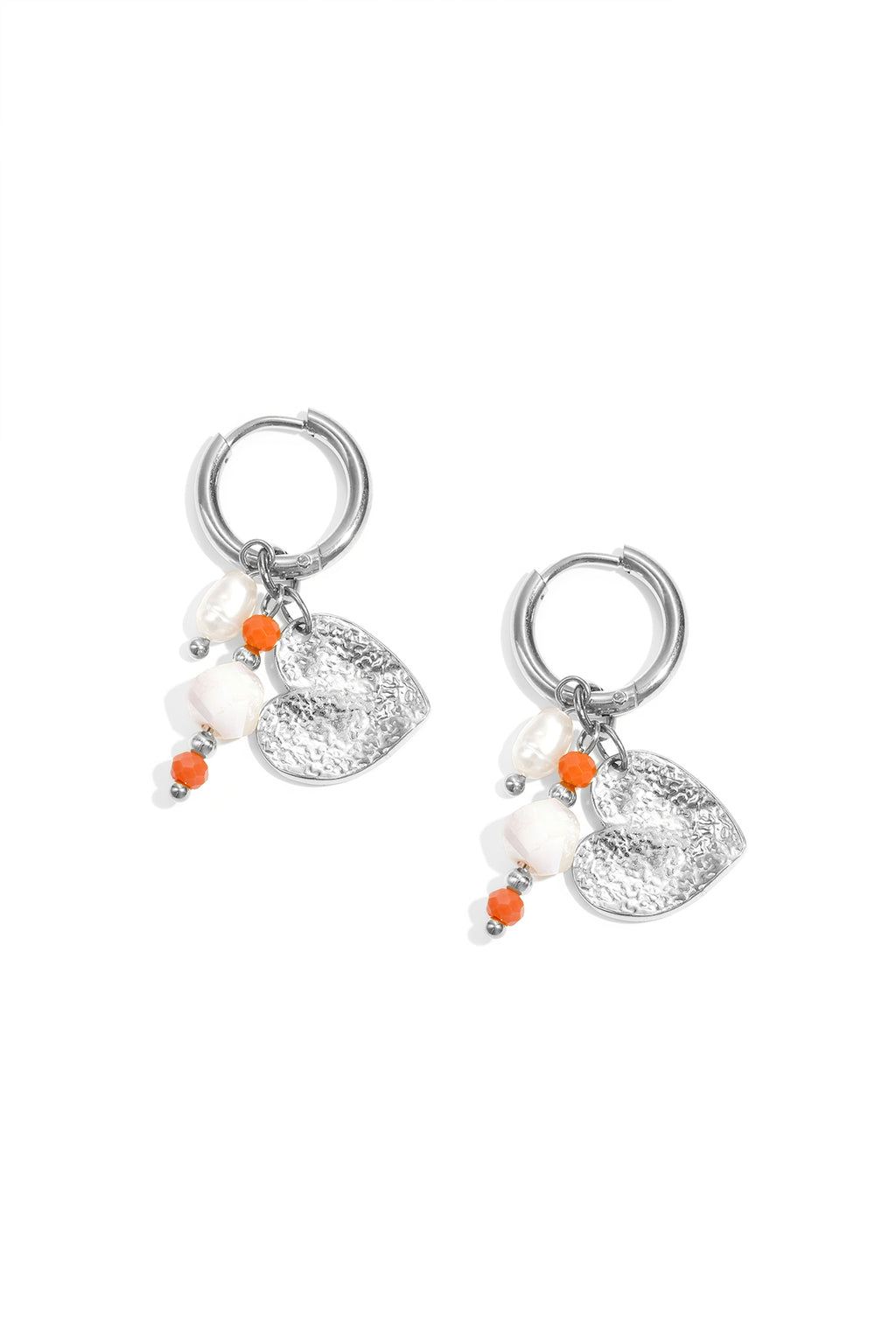 Earrings with beads and heart charm