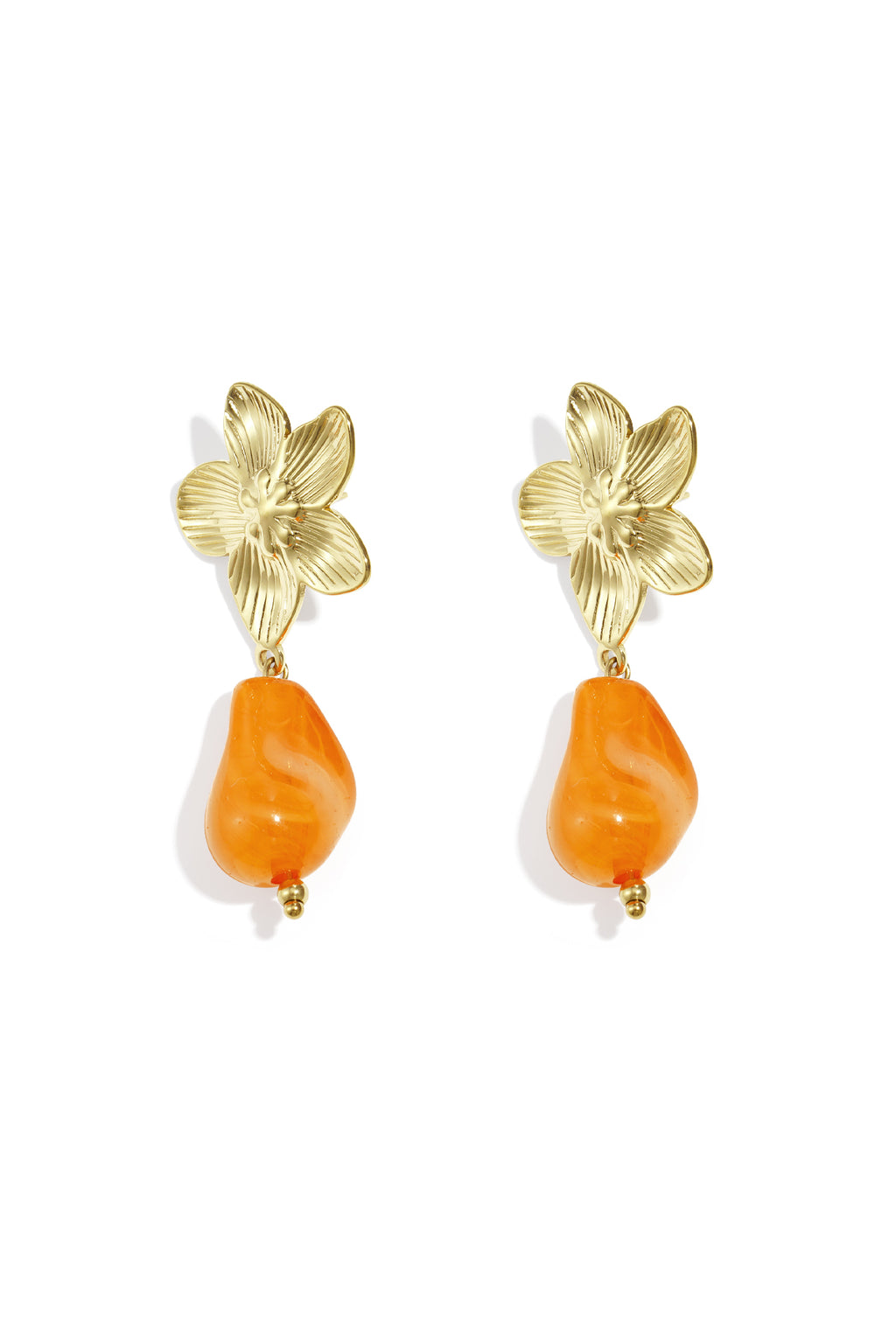 Flower earrings with organic bead