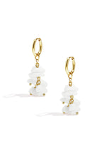 Small hoop earrings with dangling stones and beads