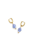 Squoval earrings with checkered fish charm