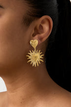 Heart earrings with hanging sun