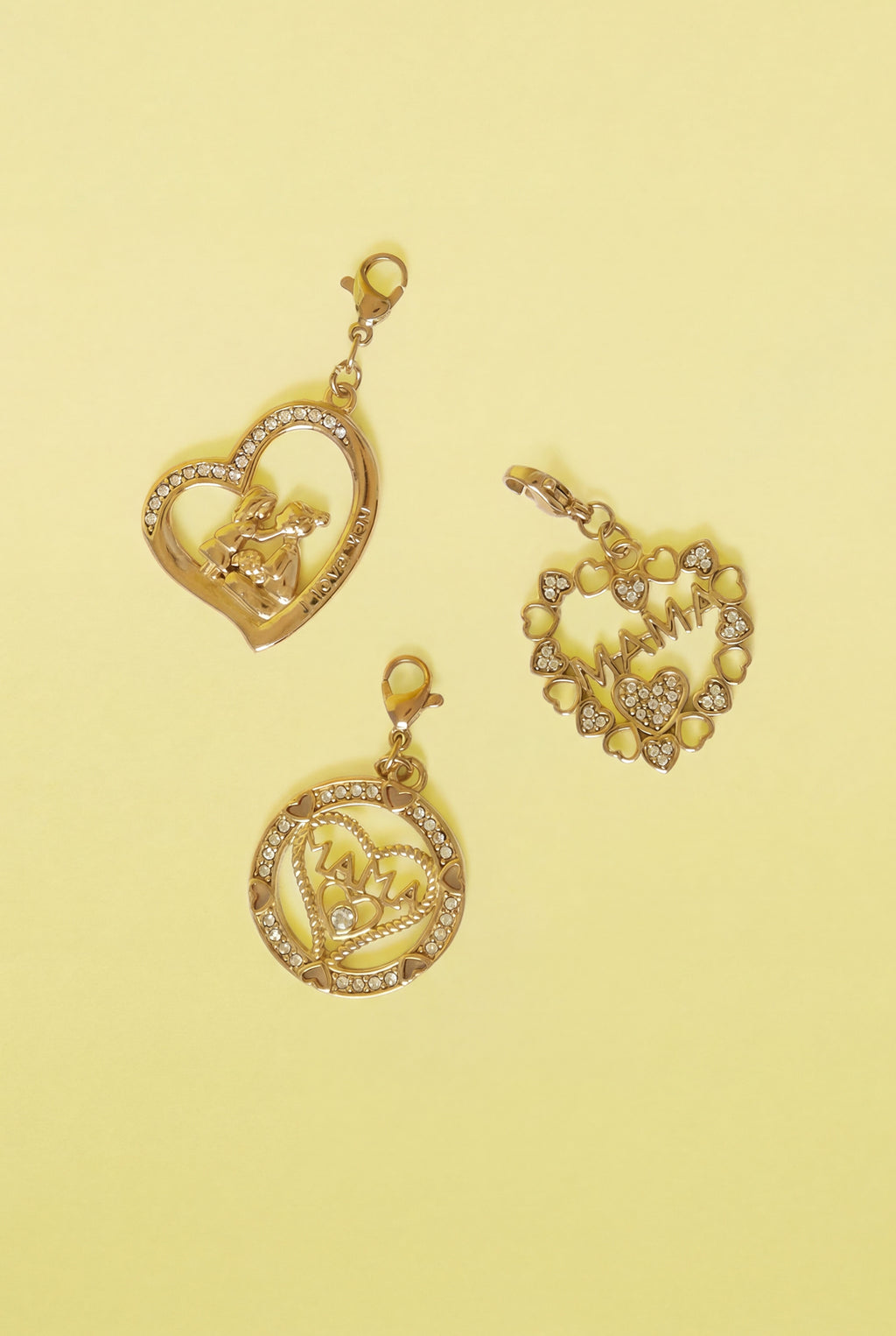 Jewelry charm mom in heart with rhinestones DIY