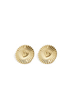 Statement earrings sparkling coin with heart