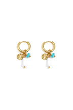 Earrings with beads and coin charm
