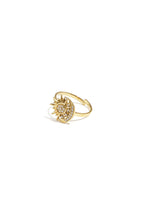Adjustable ring with heart-shaped stone and heart