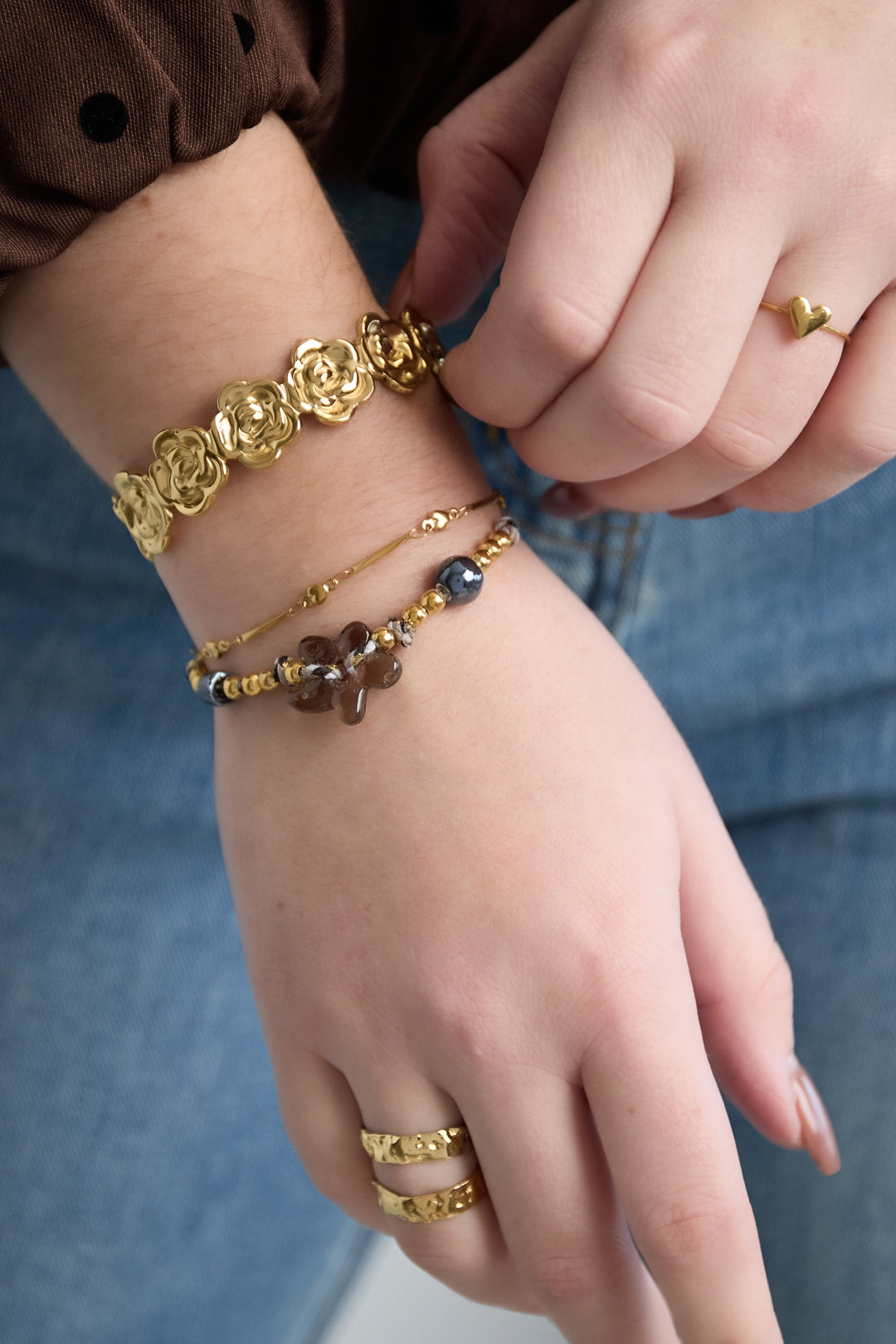Polyester Beaded Bracelets Flower Casual Daily Simple Series Women's jewelry