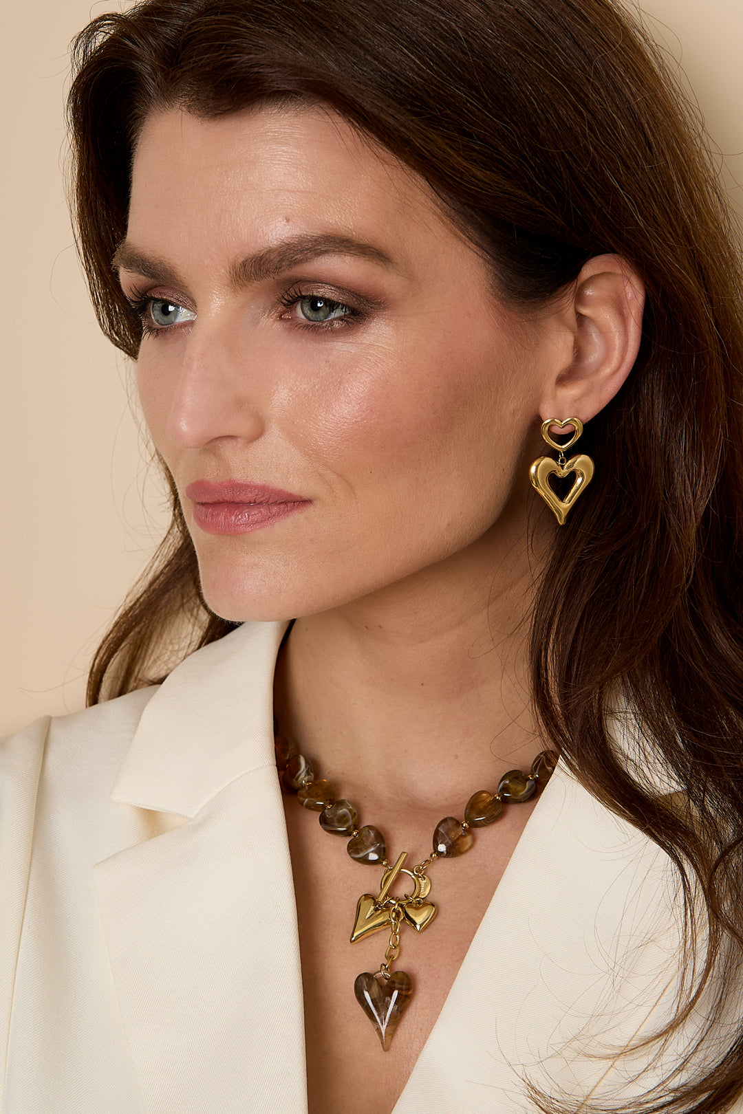 Stainless Steel Beaded Necklaces Heart Casual Daily Romantic Series Women's jewelry