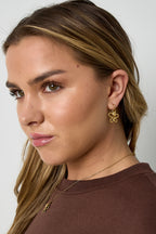 Earrings with rose in flower pendant