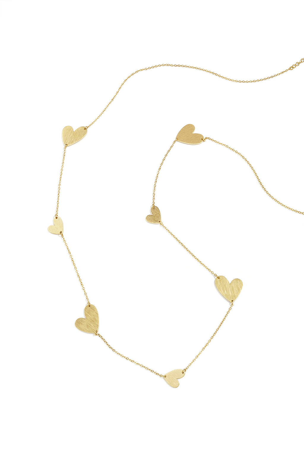 Long necklace with hearts in various sizes