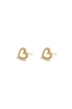 Heart-shaped stud earrings with set edges