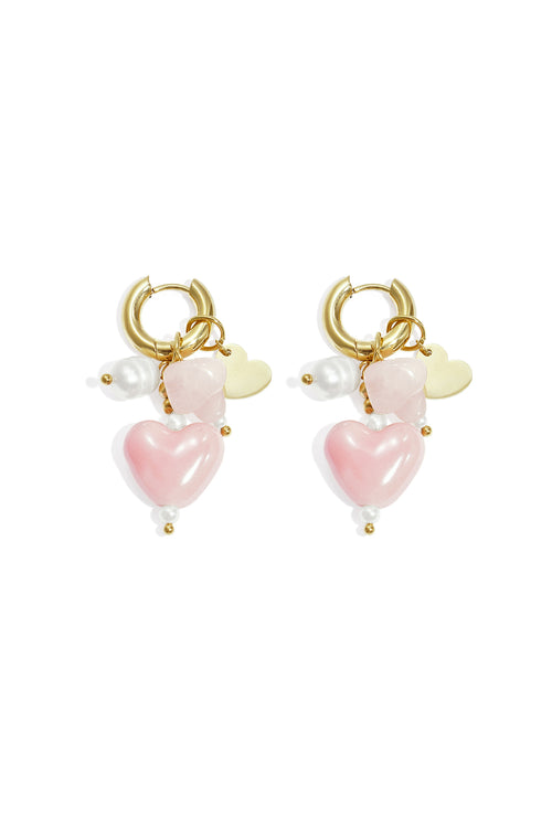 Earrings with beads and heart charms