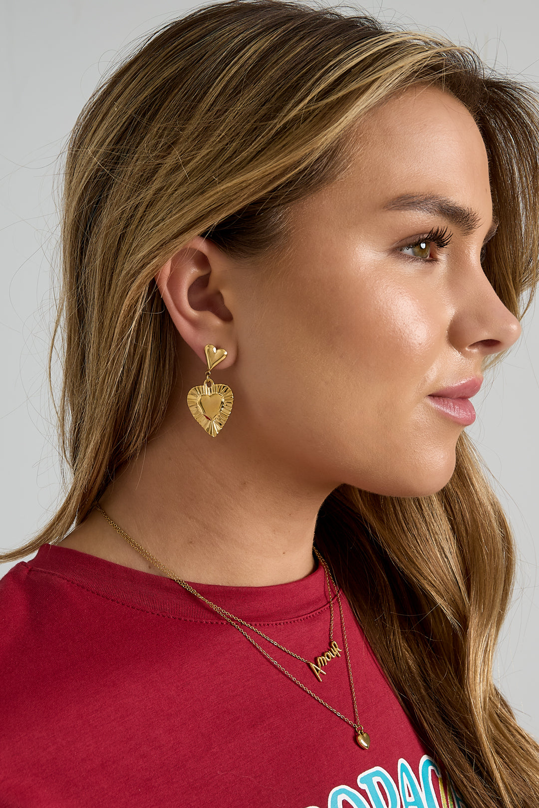 Stainless Steel Drop Earrings Heart Simple Daily Simple Series Women's jewelry