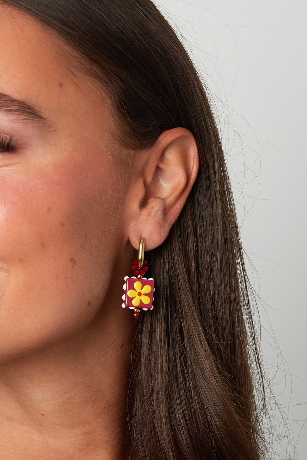 Stainless Steel Beads Earrings Flower Cute Daily Simple Series Women's jewelry