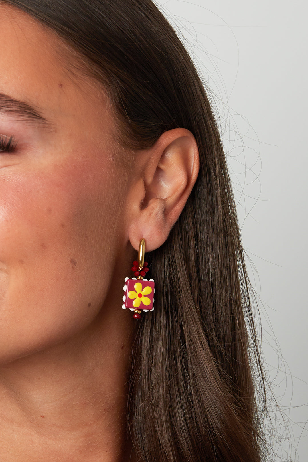 Stainless Steel Beads Earrings Flower Cute Daily Simple Series Women's jewelry