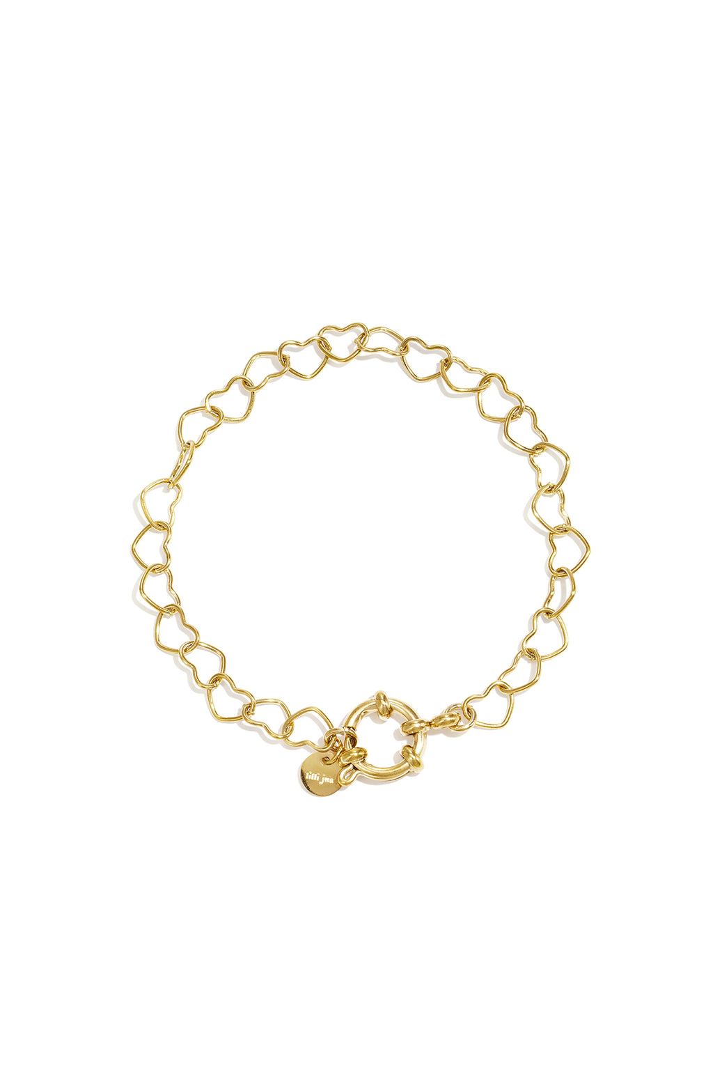 Bracelet with front clasp and heart-shaped links