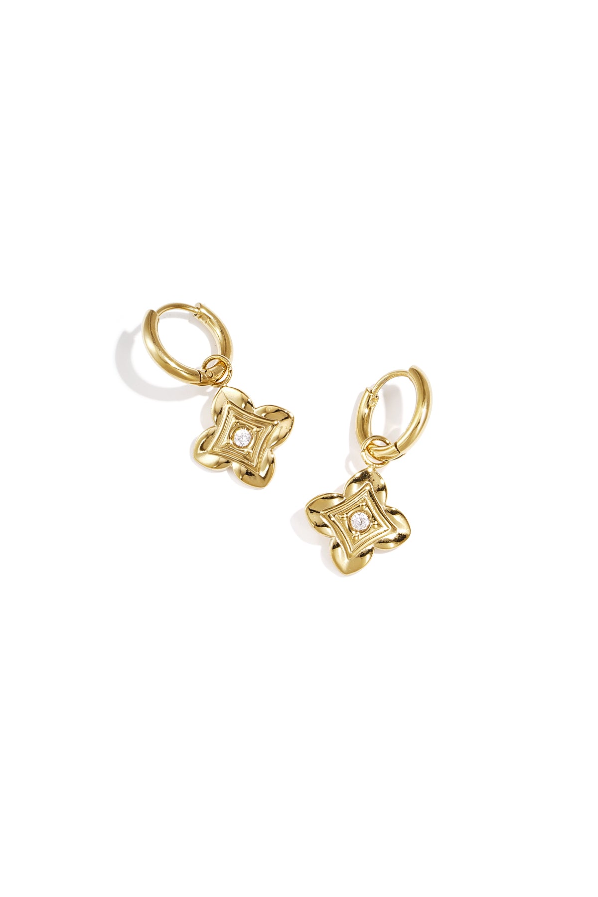 Stainless Steel Drop Earrings Flower Simple Daily Simple Series Women's jewelry