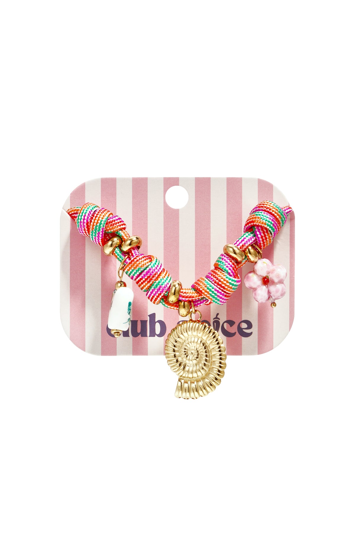 Rope bracelet with knots and shell charms