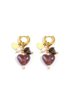Earrings with beads and heart charms