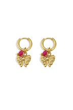 Earrings with hanging bow charm and bead