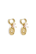 Earrings with beads and shell charm