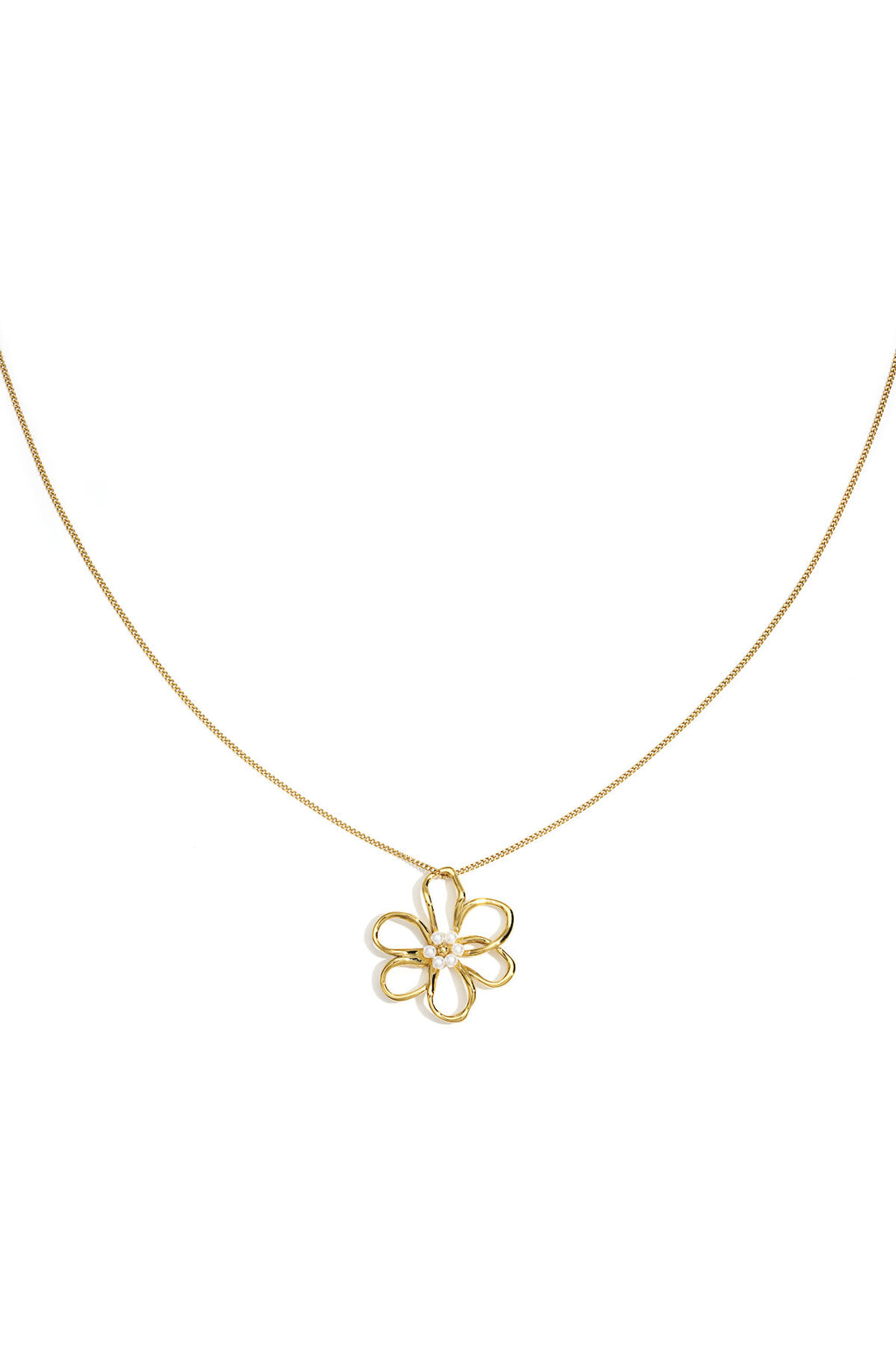 Stainless Steel Long Necklaces Flower Casual Daily Simple Series Women's jewelry